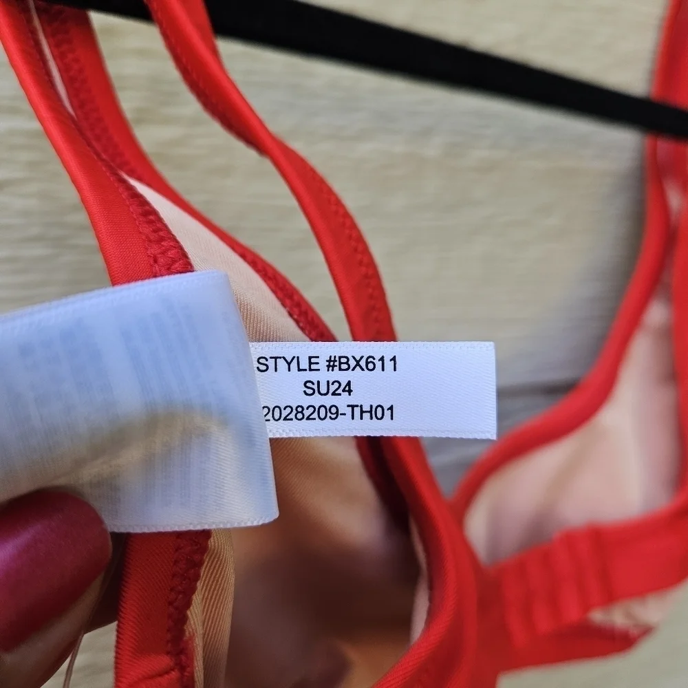 NWT J. Crew heritage scoopneck bikini top size XS red
